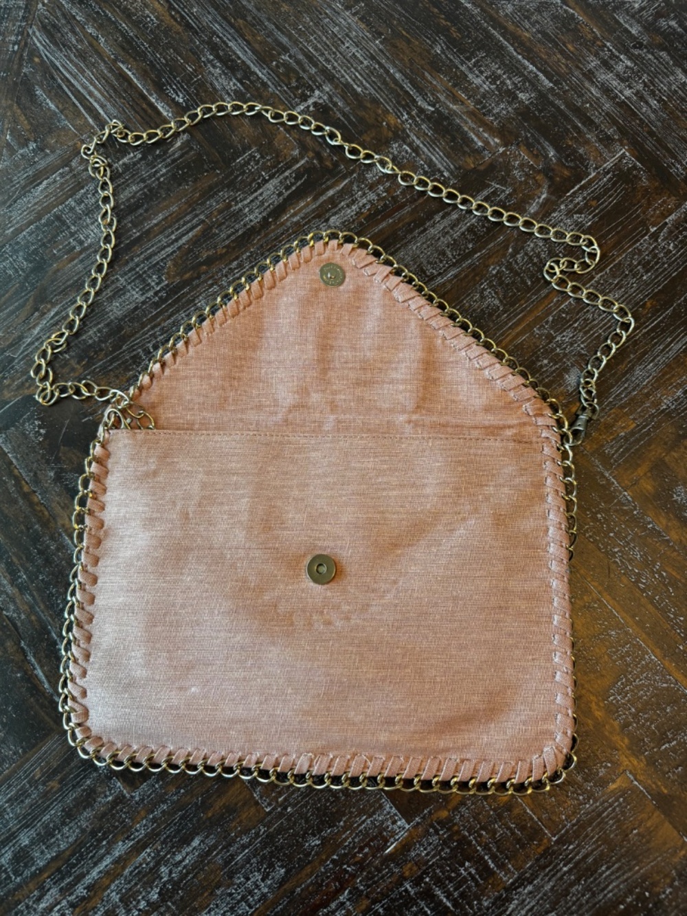Amelie Galanti Blush Pink Chain Trim Tote Shoulder Bag - Picture 5 of 9